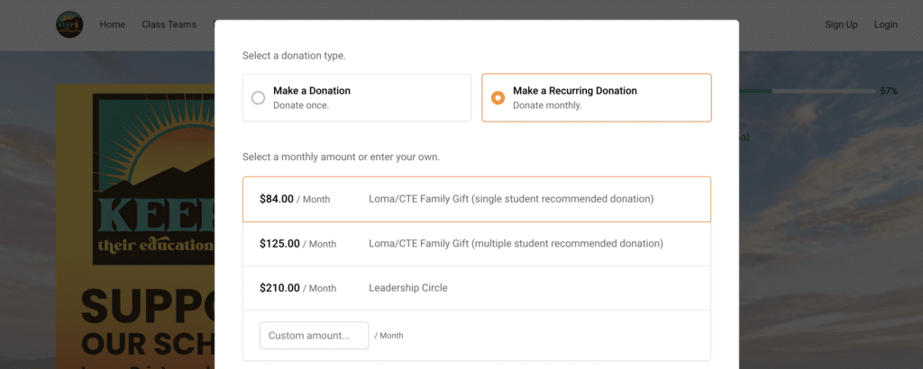 monthly giving program example